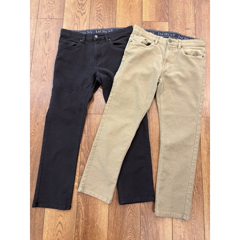 LOT of 2 Jachs New York Size 32x29 5 Pocket Straight Stretch Pant  Black & Khaki